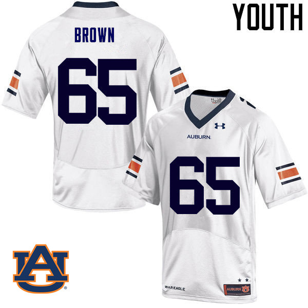 Youth Auburn Tigers #65 Tucker Brown College Football Jerseys Sale-White